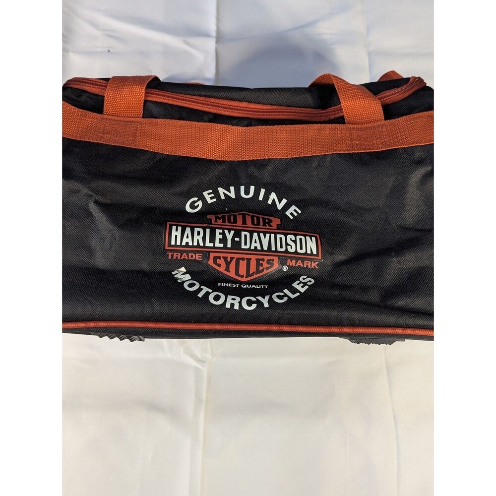 Harley-Davidson Duffel Bag Black Orange Bar Shield Gym Travel Bag